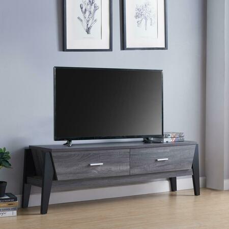 HOMEROOTS Contemporary Distressed Gray & Black TV Stand 473270